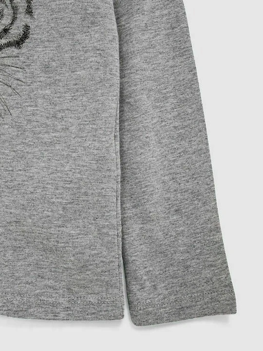 IKKS JUNIOR Girls Grey Printed Long Sleeve T-Shirt Age 9-10 Tiger Studded RRP£32 - Image 4 of 4