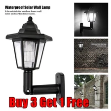 Solar Powered LED Light Outdoor Garden Yard Fence Wall Lantern Hexagonal Lamp