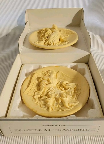 2 Lot Alabaster plate Studio Dante Di Volteradici Bradex Angels - Picture 2 of 7