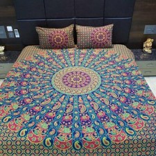 Indian Paisley  Elephant Print Mandala Duvet Cover King Size Hippie Bohemian