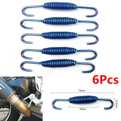 Motoforti Motorcycle Exhaust Pipe Springs - 33mm (1.3") Stainless Steel Springs With Hooks, Silver & Blue, 4 Pack - View #5