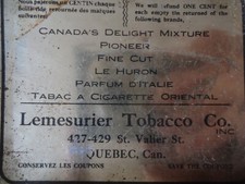 Oriental Ciogarette  Tobacco  Lemesurier QUEBEC  Canada  1920 Rare Empty