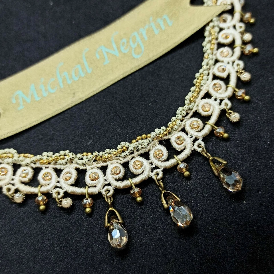 Michal Negrin Head Chain Embroidered On Lace With Swarovsky Crystals & Gift Box - Image 2 of 4
