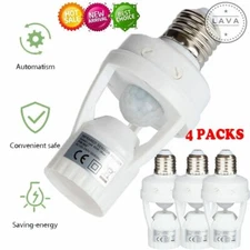 4 PACK E27 PIR Infrared Motion Sensor LED Light Lamp Bulb Holder Socket Switch