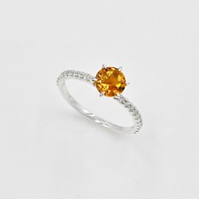 Natural Citrine Gemstone 925 Sterling Silver November Birthstone Solitaire Ring