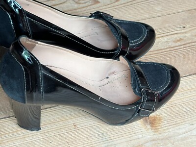 Bally Pumps Loafer Stil  schwarz Lackleder viktorianisch Leder 20er retro 40