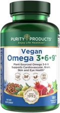 Purity Products Vegan Omega 3-6-9 5 in 1” Essential Fatty Acid - 180 Softgels