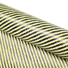 Carbon fiber Yellow Aramid mixed Fabric Cloth Twill 3K 200gsm 50x100cm-roll pack