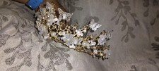 gold metal tiara with butterflys