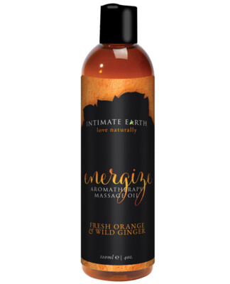 Intimate Earth Energizing Massage Oil Orange & Ginger 4 oz