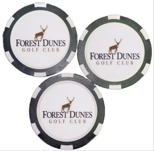 THREE (3) Forest Dunes Golf Club -Poker Chip / Golf Ball Marker