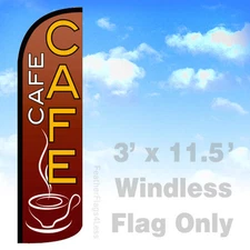 CAFE - Windless Swooper Flag 3x11.5 Feather Banner Sign- rq