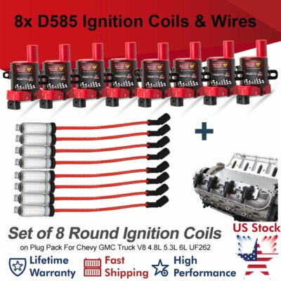 8x D585 Ignition Coil & Spark Plug Pack For Chevy Silverado GMC - Foto 3