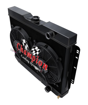 3 Row RS Champion Black Finish Radiator,2 12'' Fans-1959-1960,1964-1965 El Camino