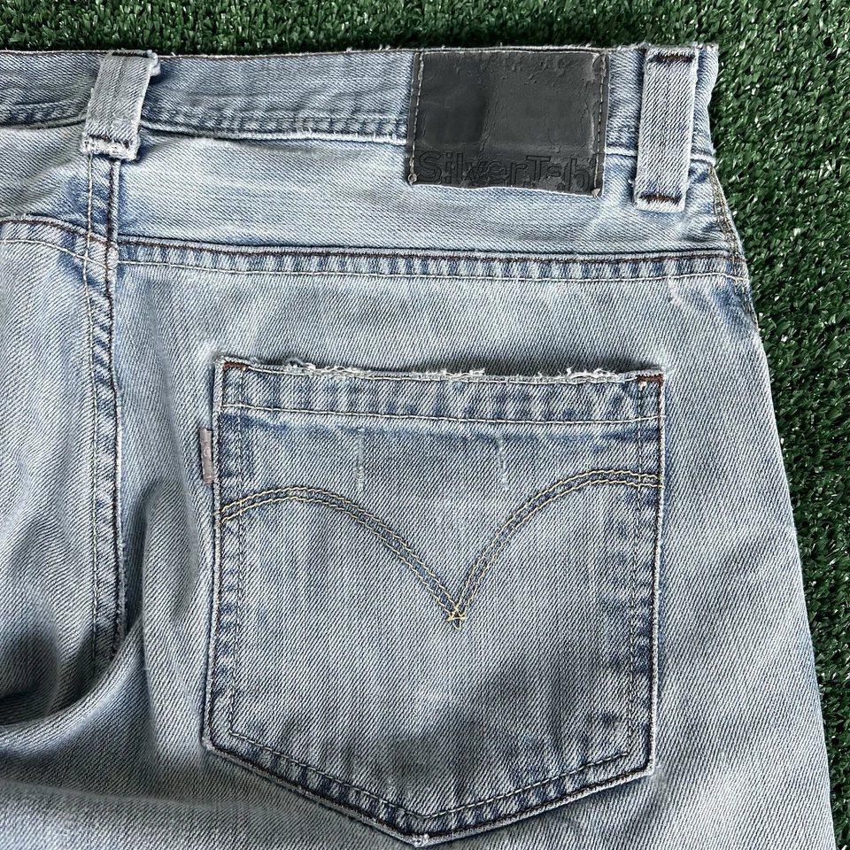 复古 Y2K Levi's SilverTab 宽松宽松浅蓝色牛仔裤 36x28.5 英寸 19 英寸开口 — 第 3/4 张图片