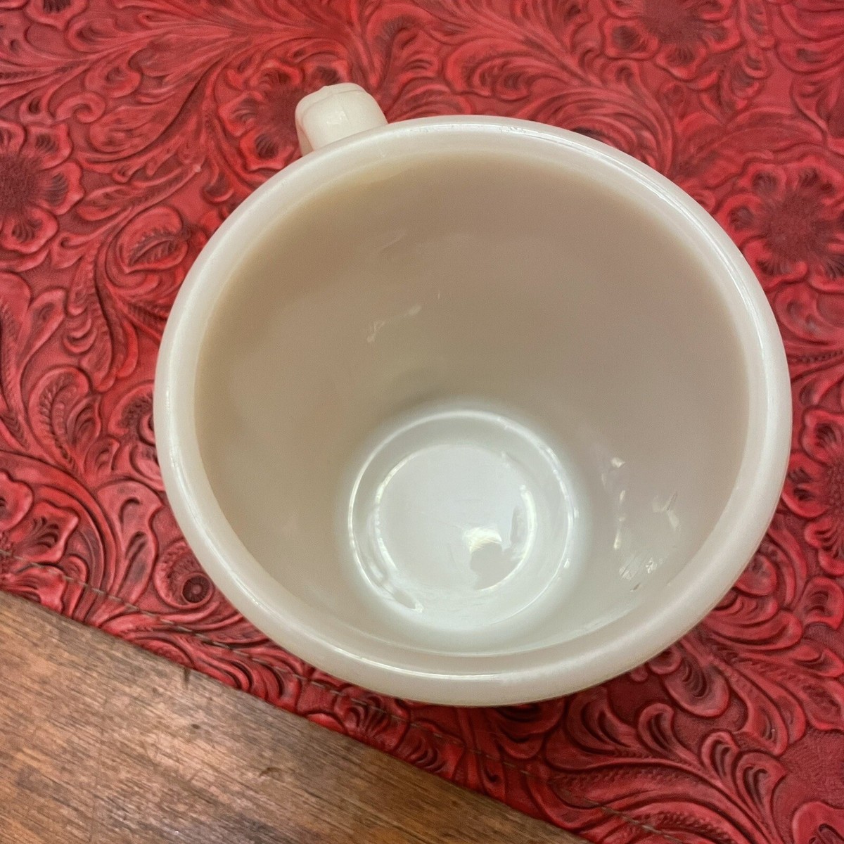 Vintage Fire King IVORY Shaving Mugs D Handle Coffee Cup Flat