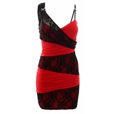WOMEN'S LADIES PARTY BODYCON DRESS IN BLACK & RED SIZES 8, 10, 12