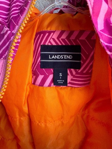 Lands' End Pink & Orange Hooded Ski Jacket Girl's Size S (4). - Picture 3 of 11
