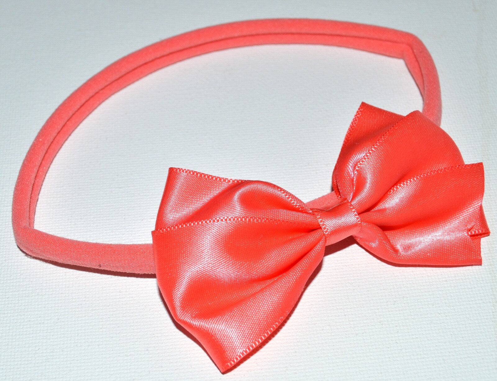 NEW Orange Soft Fabric With Satin Bow Headband Bandeaux Childrens