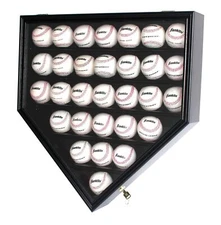 DisplayGifts Baseball Display Case Frame Shadow Box Wall Cabinet Holder to Ho...