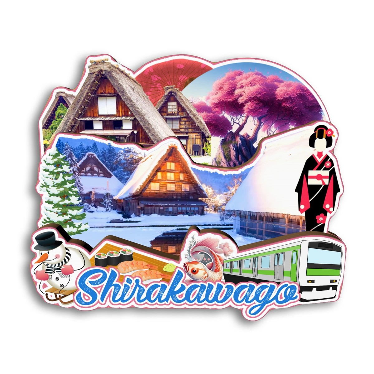 Shirakawago Japan Refrigerator magnet 3D travel souvenirs wood | eBay
