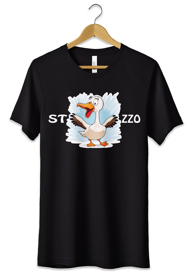 T-Shirt Maglietta Divertente Rebus Oca Sto cazzo meme idea regalo Bianca Nera - Immagine 2 di 3