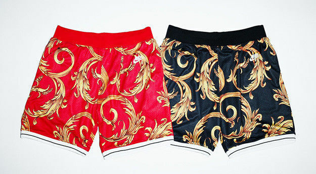 SS14 Supreme / Nike Basketball Shorts Red/Gold 'Versace' 648794 657 Men's M