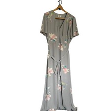 Show Me Your Mumu Noelle Flutter Maxi Dress Sz XXL True Wrap Gray Lily Floral