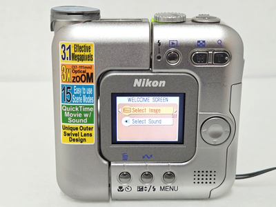 Nikon COOLPIX SQ Digital Compact Camera Square Silver Tested