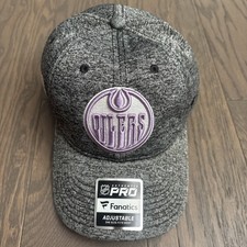 Fanatics Edmonton Oilers Hockey Fights Cancer Stretch Fit Hat Cap Adjustable NEW