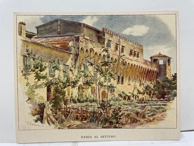 Badia al Settimo Florenz Italien Art Postkarte G. Pacini Abtei Aquarell