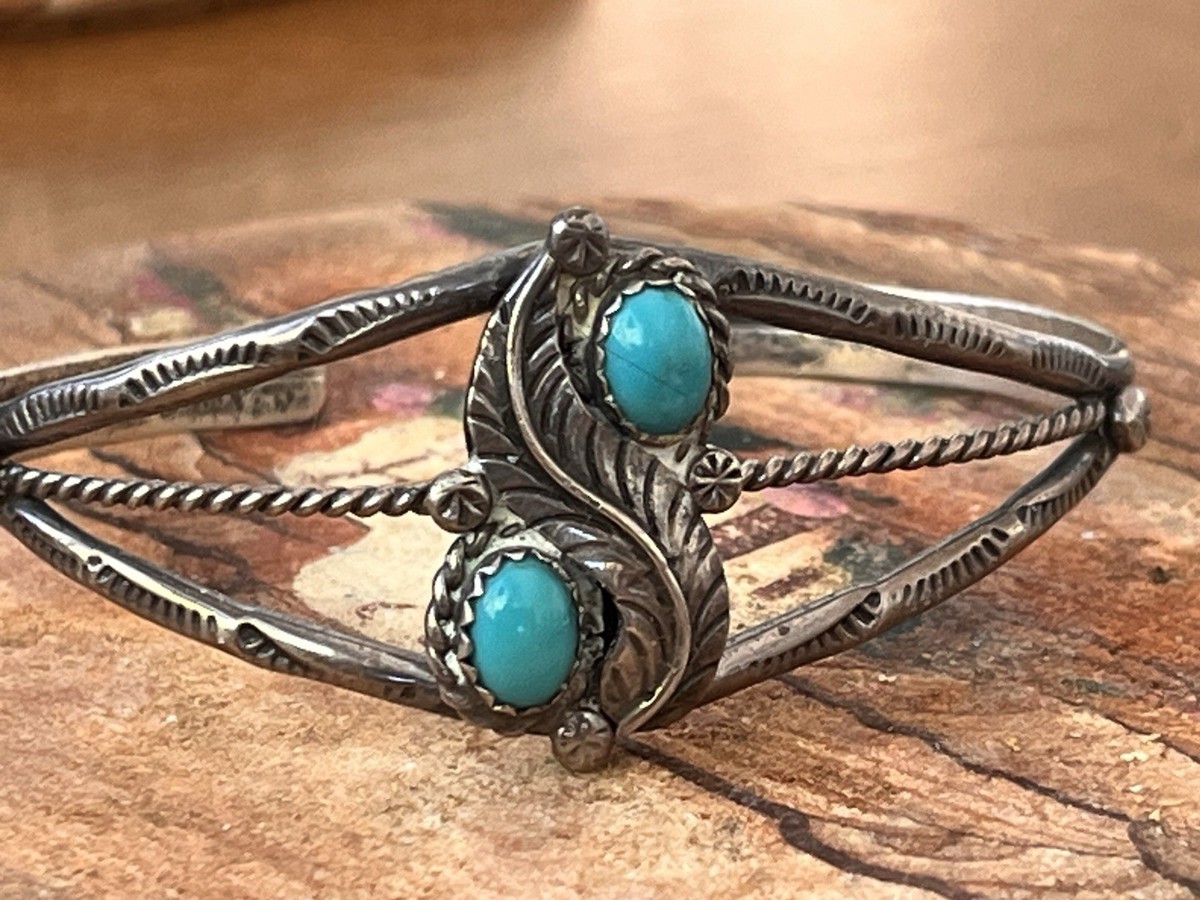 Vintage Taxco Sterling Silver Leaf/Feather Cuff Bracelet – Mexico