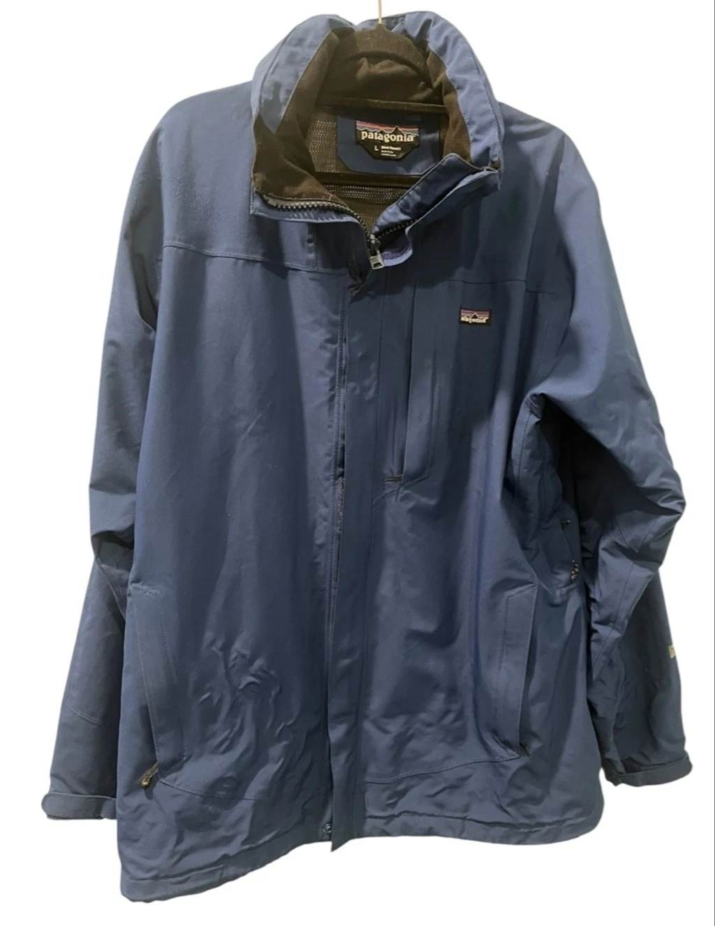Patagonia Storm Light Jacket Men's Size Large Packable Hood Hiking Outdoors Blue