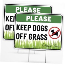 2PC Keep Dogs Off Lawn Sign with Stake, 12 Inches by 9 Inches - 12" x 9"