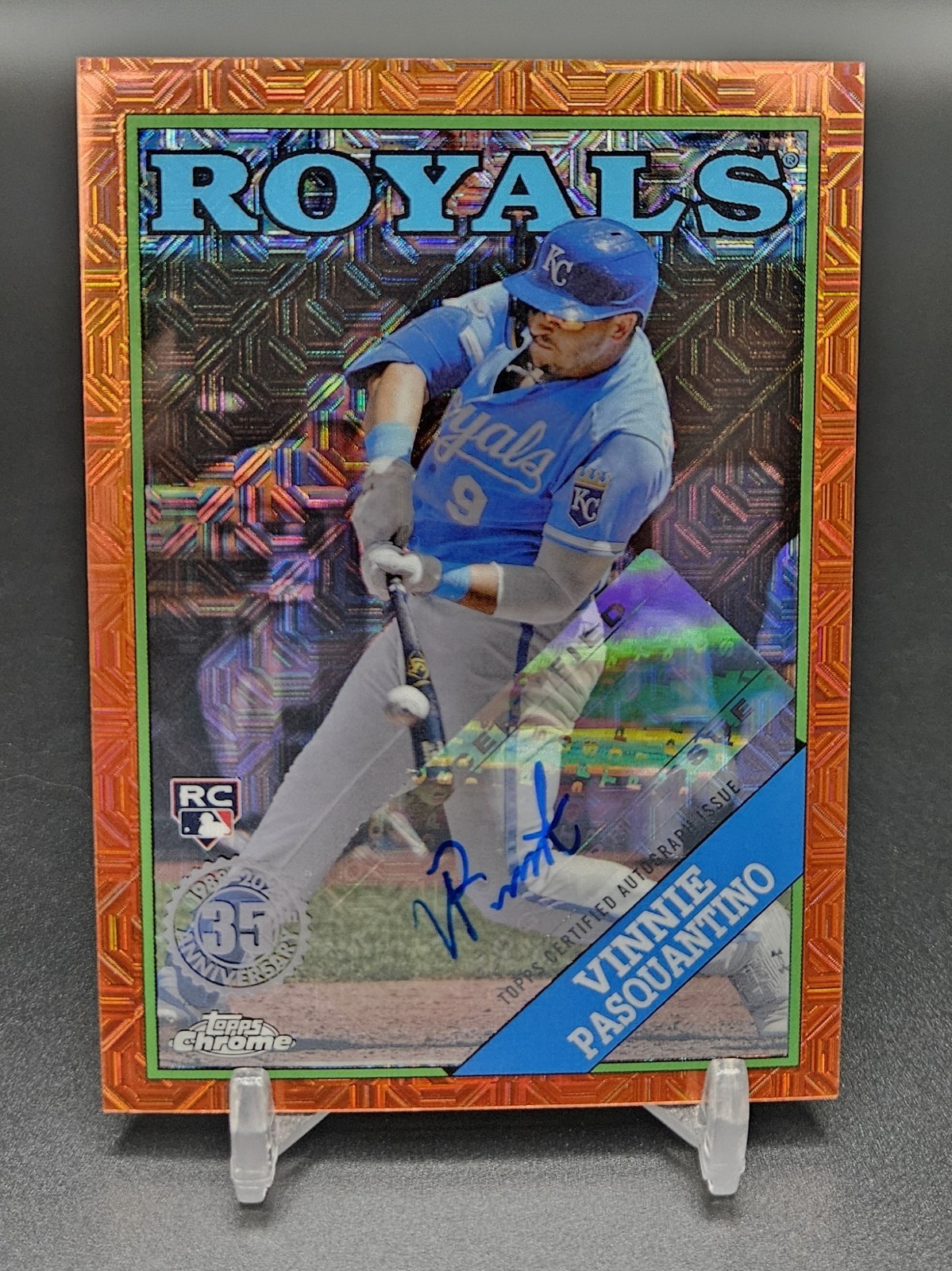Vinnie Pasquantino 2023 Topps Chrome Silver Pack Orange Refractor Auto /25 RC SP