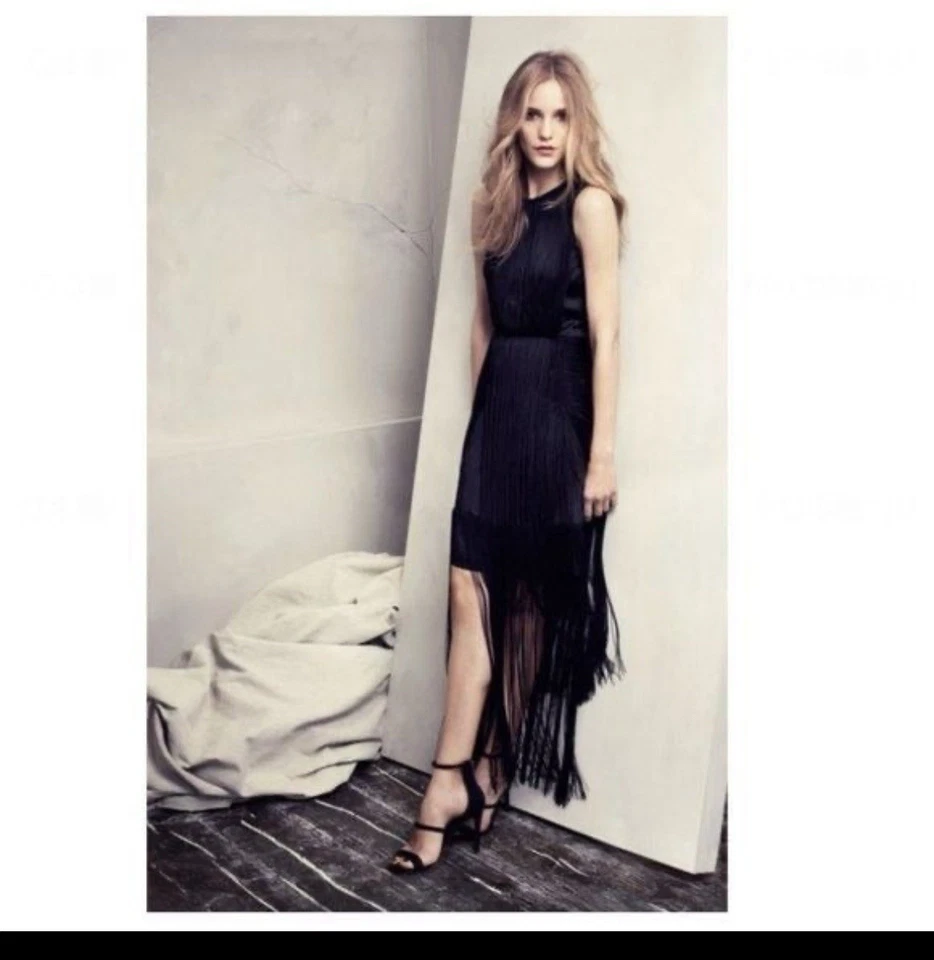 Vestido H&M Conscious Collection Exclusivo Negro Flecos Talla M (6-8) Foto 3 de 4