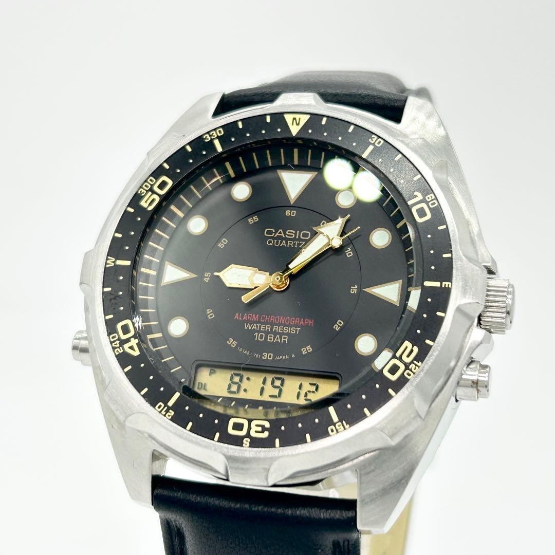 10BAR Casio Vintage Watch AMW-320C Quartz Ana-Digi Diver Japan Black Dial - vintagewatches.pk