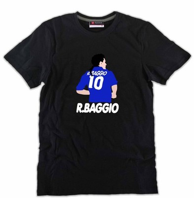 T-Shirt Roberto Baggio Italien Fußball WM 1994 Erwachsene und Kinder Baumwolle schwarz