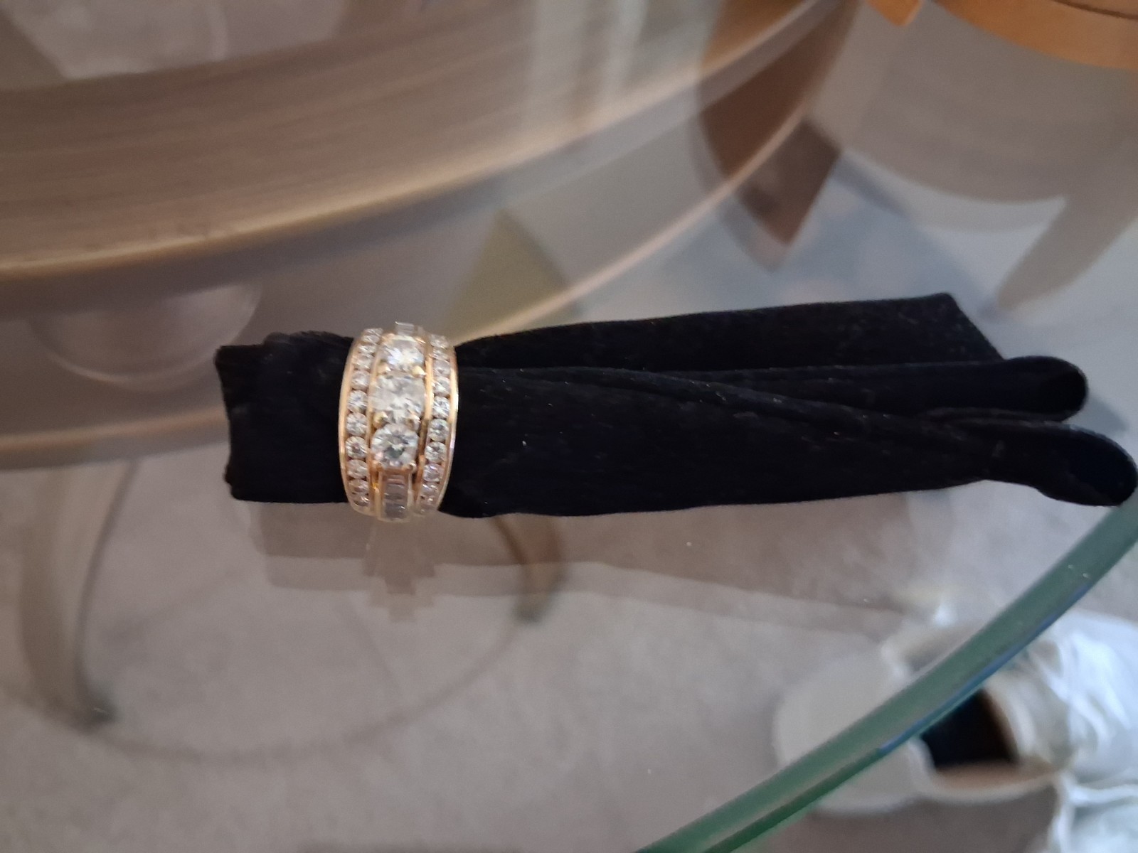 14k diamond engagement ring,3 large diamonds ,18 smaller diamonds
