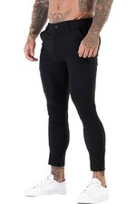 Mens Slim Fit Black Cropped Dress Pants Ankle Length Stretch Chinos 30x28