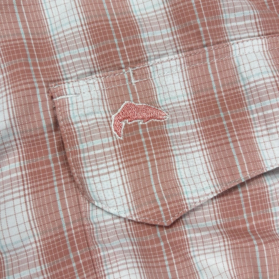 Simms Fishing Shirt Vented Men's XL Plaid Red Button Up Short Sleeve - Image 3 of 4