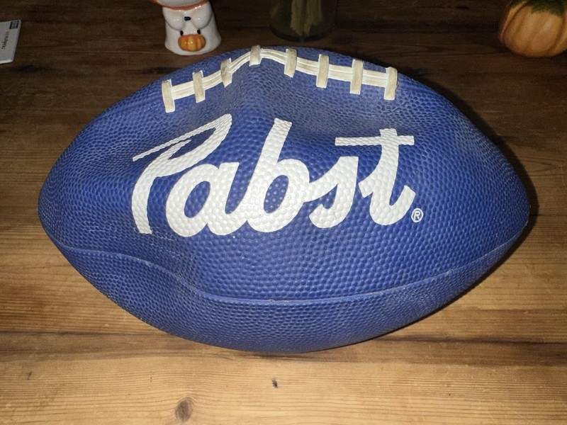 VINTAGE PABST BLUE RIBBON BEER RUBBER BLUE 11” FOOTBALL