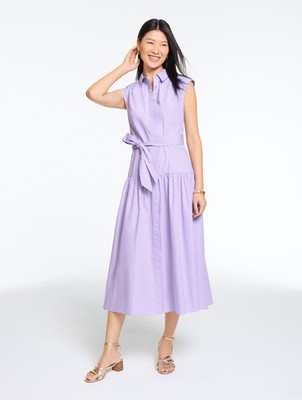 Talbots Poplin Drop Waist Midi Dress Lavender Dawn Brand New NO IMPORT FEES