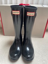 Image of Hunter Original Big Kids Blk gloss UK2/EU34