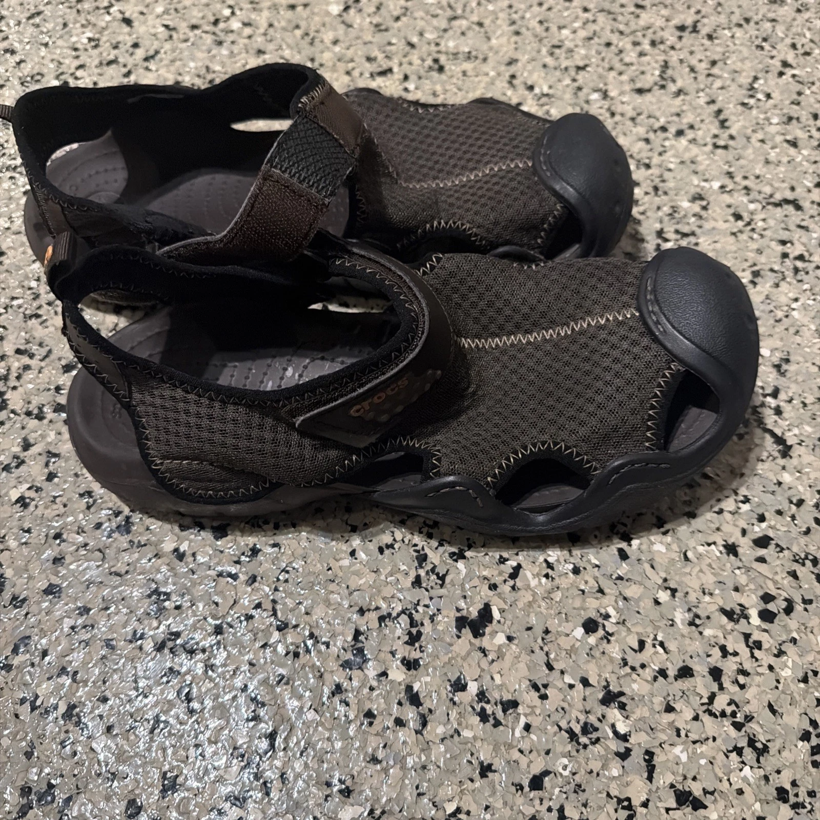 Crocs Swiftwater 15041 Deck Sandals Shoes Brown Mens Size US 9 Mesh Water Casual