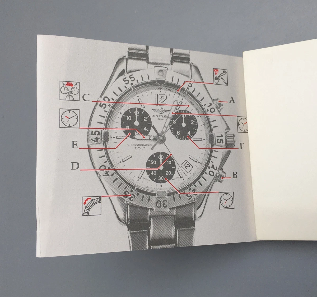 Breitling Transocean Chrono Colt Cuarzo Cronógrafo Instrucciones A53035 Cuarzo