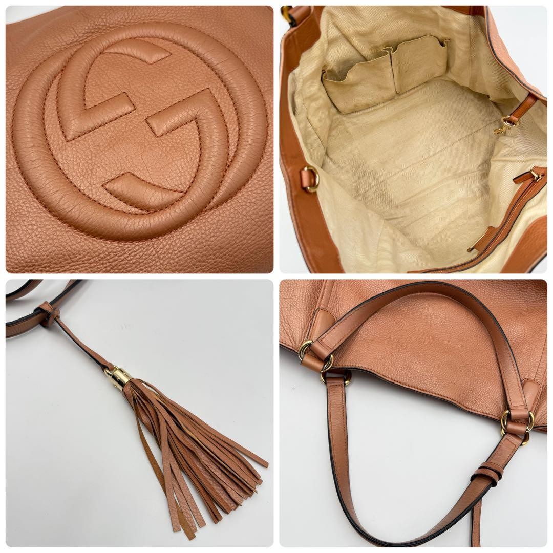 GUCCI Soho Leather Tote Bag Japan Limited Fringe Gold Hardware A4 Size thumbnail 10