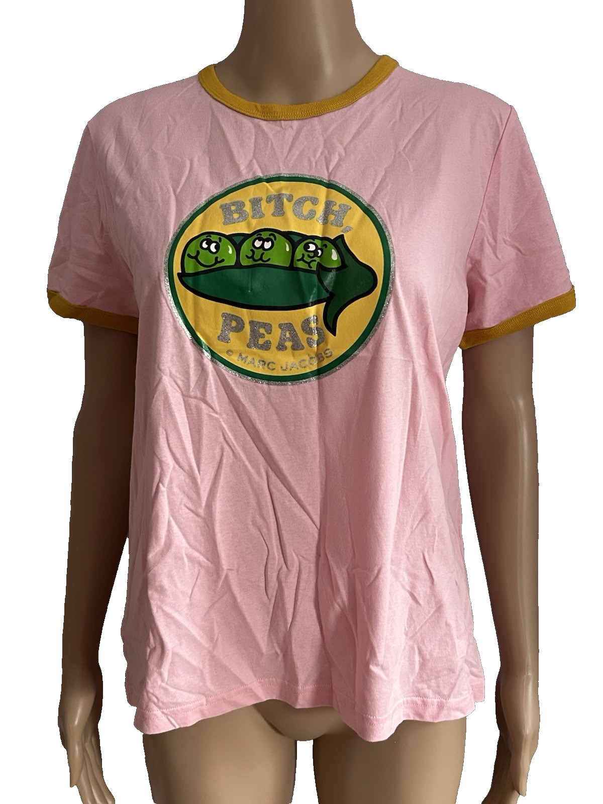 MARC JACOBS S/S 2019 The Ringer T-Shirt Pink Cotton Bitch Peas L UK 12 NEW RARE image 6