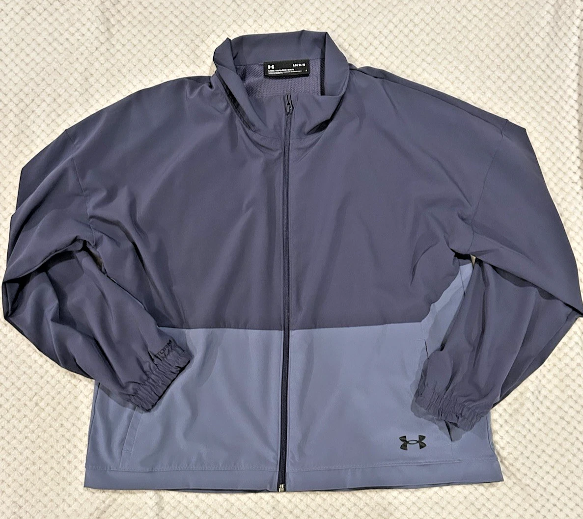 Under Armour Rain Jacket Men's L Gray/Blue Windbreaker Jacket Full-Zip Loose Fit