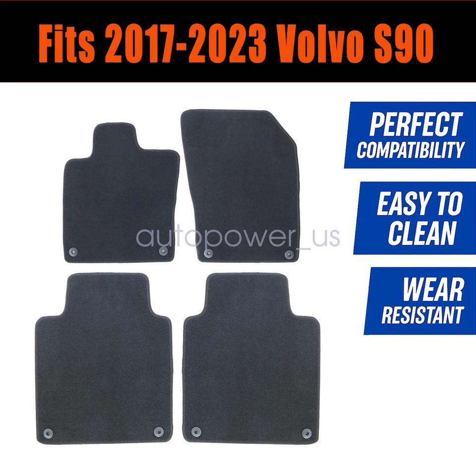 Alfombrillas delanteras traseras impermeables terciopelo negro para Volvo S90 2017-2023 Foto 3 de 4